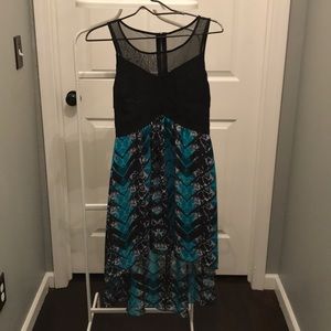 Mesh top hi-low dress